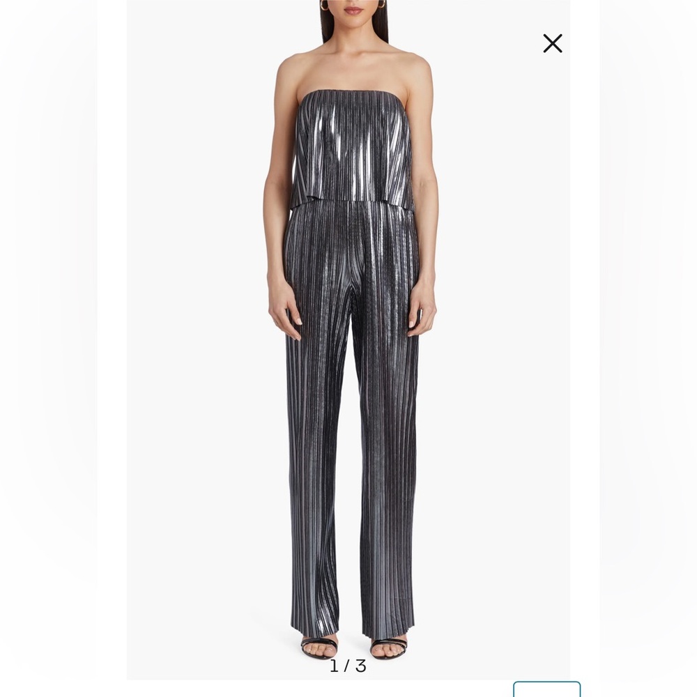 Amanda Uprichard Collina Jumpsuit in Pleats - Silver